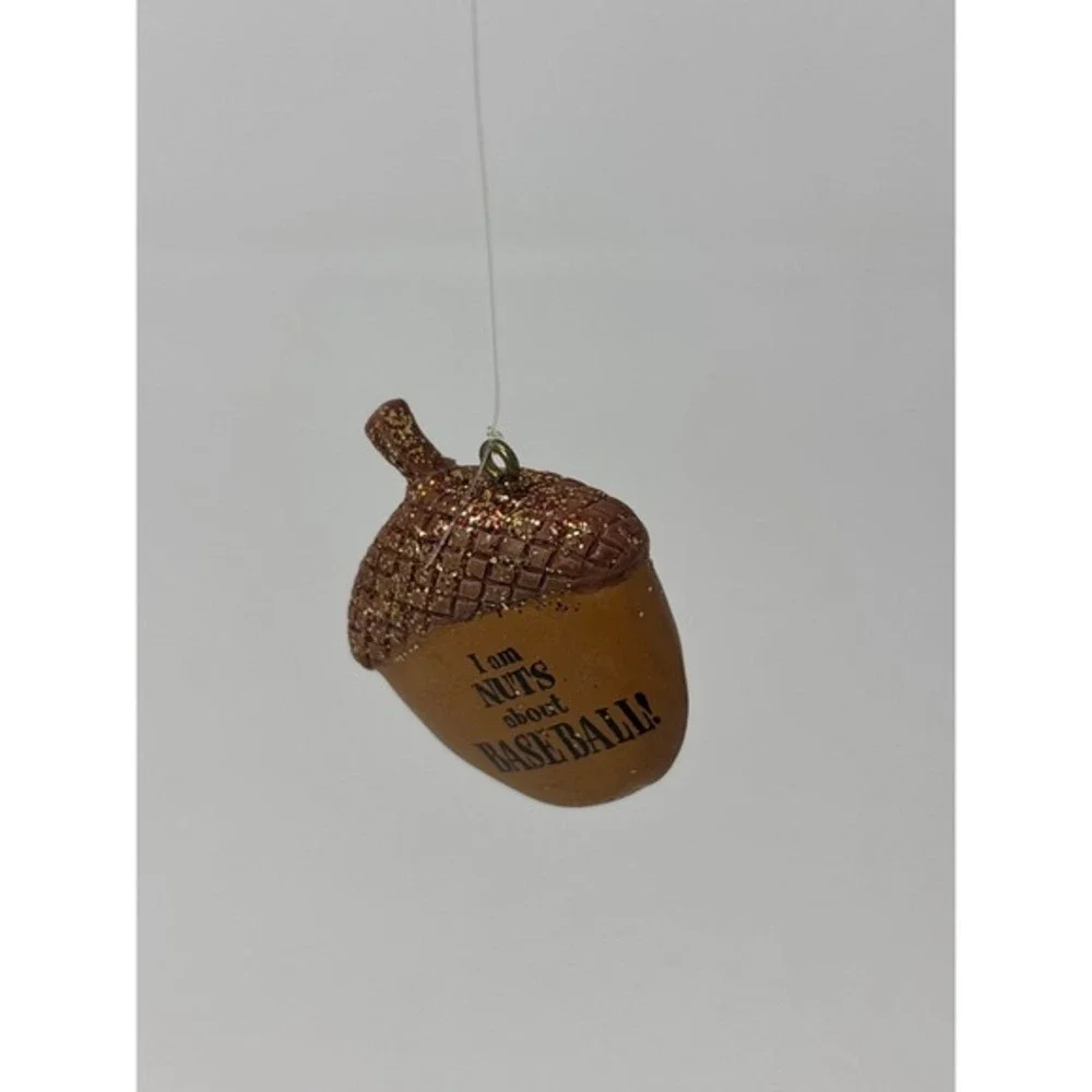 Squirrel Baseball Ornament I Am Nuts About Baseball Acorn Glitter Sports Decor‎